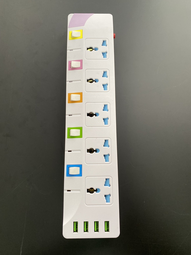 xLab 5 Universal Sockets + 4 USB - 1.5 Meters, Pure Copper Power Extension Board with 5 Individual Switches (XEC-815USB)