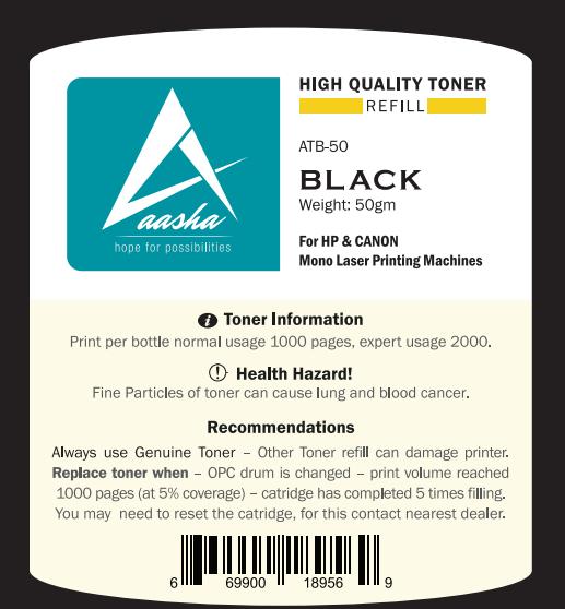 xLab Aasha 50gm High Quality Toner Refill Black