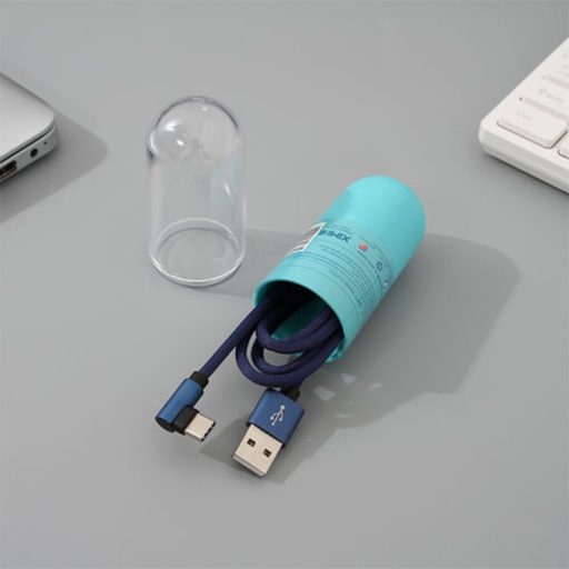 [XVDPCD02181] Braided Jacket TYPE-C Sync Charging Cable with Storage Case (Blue)(2m)